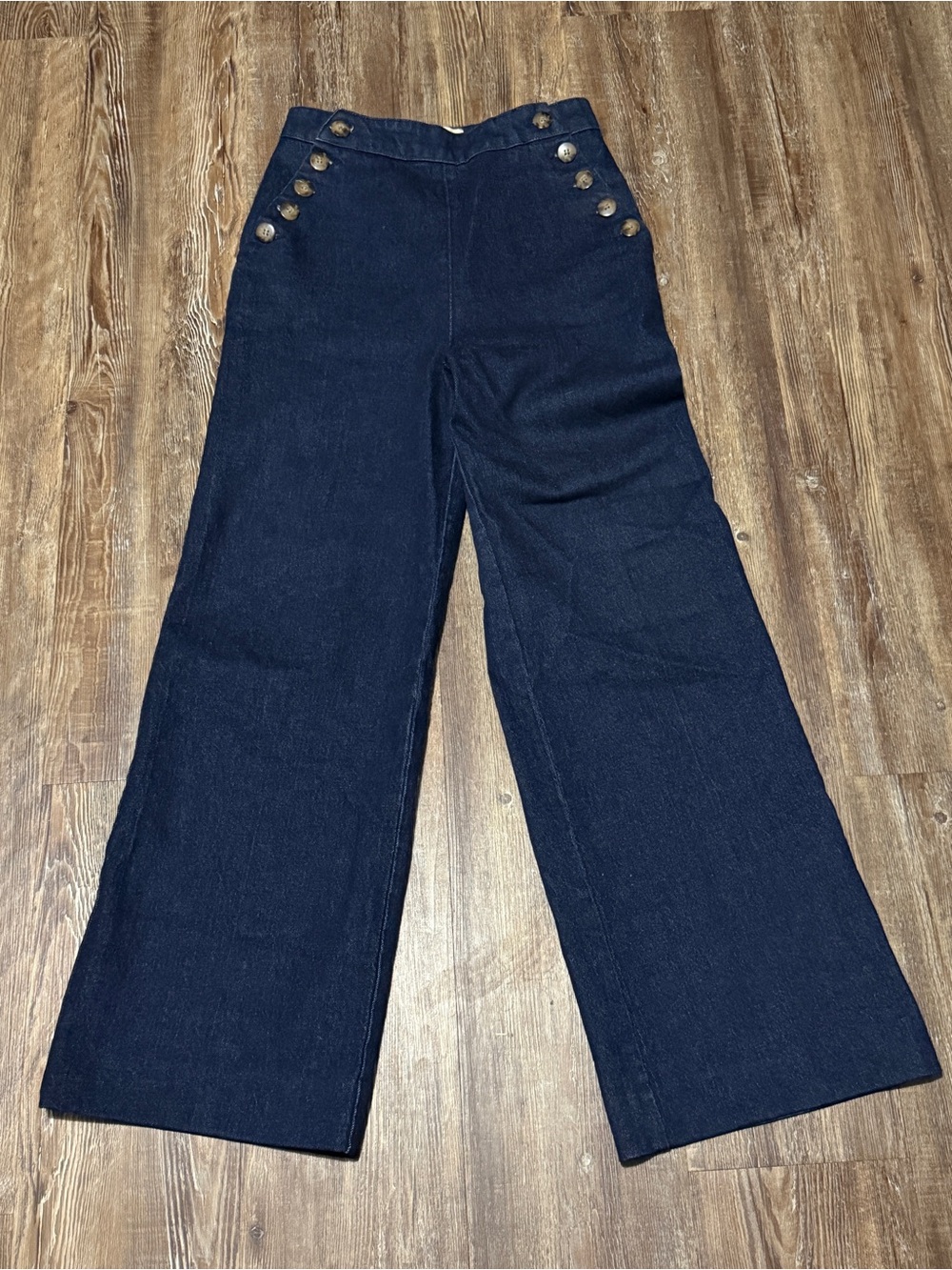 Sezane Marino Trousers Women's 36 High Rise Wide Leg Sailor Style Baggy Denim